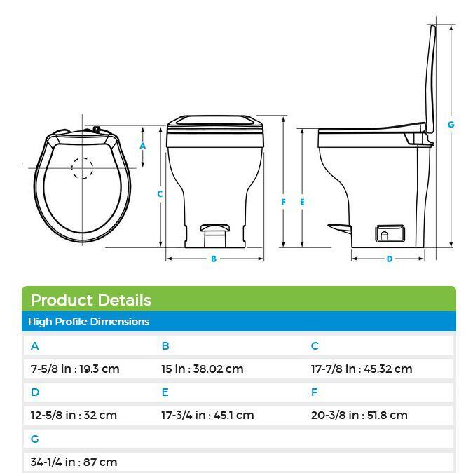 THETFORD Aqua-Magic VI 10 in. Rough-in One-Piece .06 GPF Single Flush Foot Flush Round RV Toilet in Parchment 31836