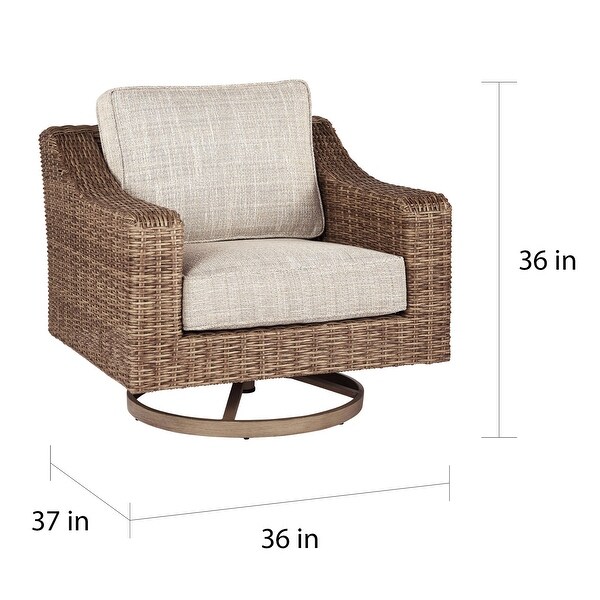 Signature Design by Ashley Beachcroft Handwoven Wickerlook Swivel Chair