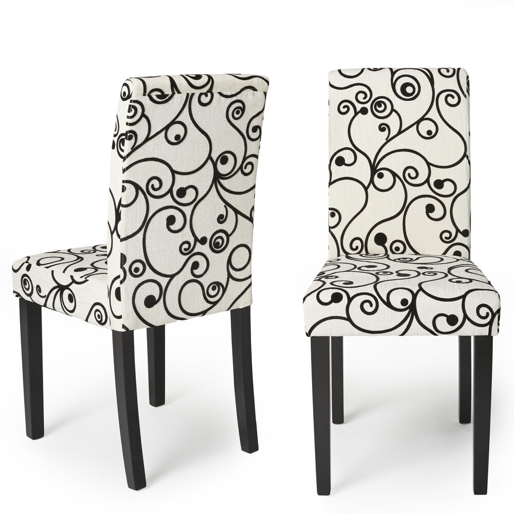 Simple Living Parson Cream and Black Rubber Wood Dining Chairs (Set of 2)