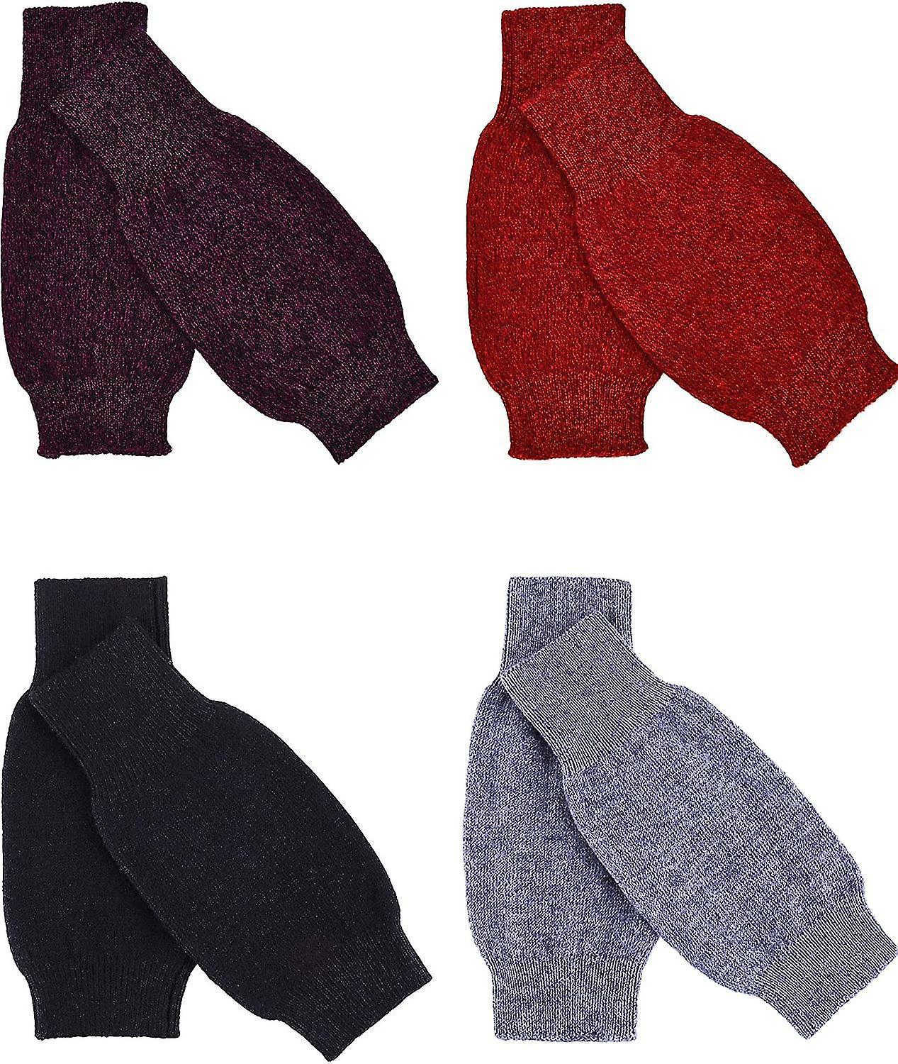 4 Pairs Cashmere Feel Fingerless Gloves With Thumb Hole Warm Gloves For Women And Men