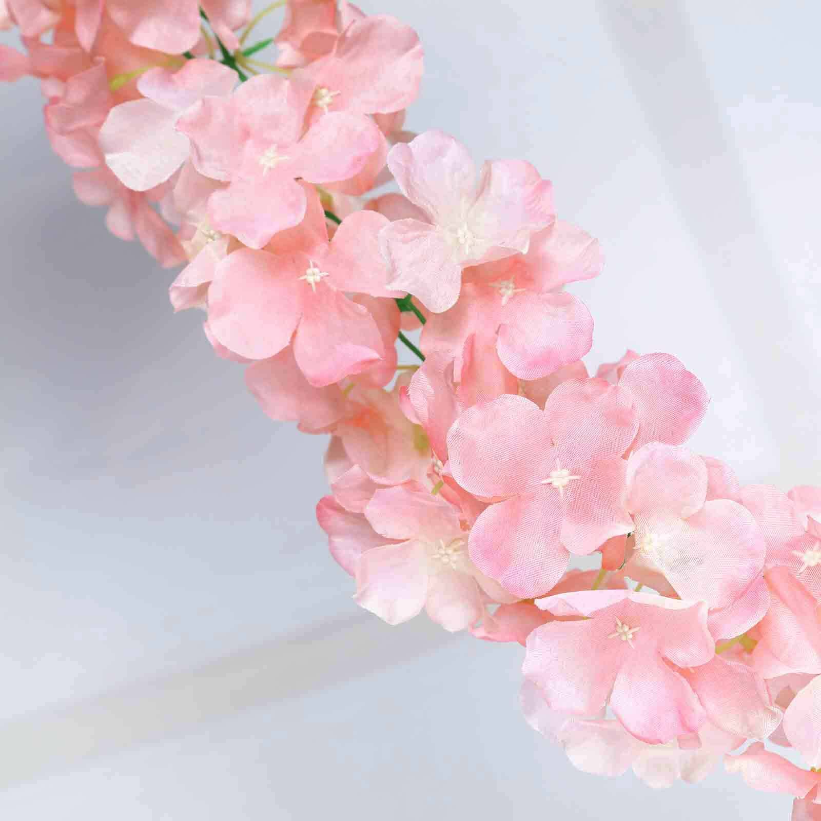 Blush Artificial Silk Hydrangea Hanging Flower Garland Vine 7ft