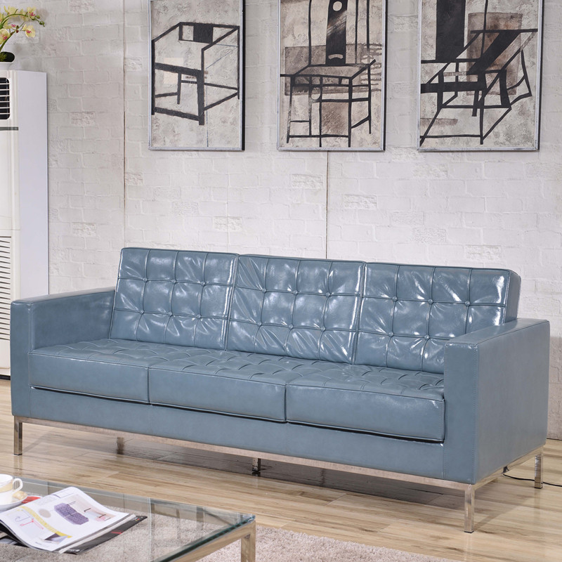 Contemporary Gray LeatherSoft Sofa with Stainless Steel Frame   Contemporary   Sofas   by First of a Kind USA Inc  Houzz