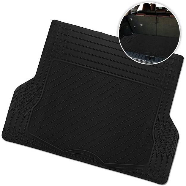 Zone Tech All Weather Rubber Semi Pattern Cargo Liner Trunk Floor Mat Premium Quality Black Heavy Duty Cargo Trunk Floor Mat