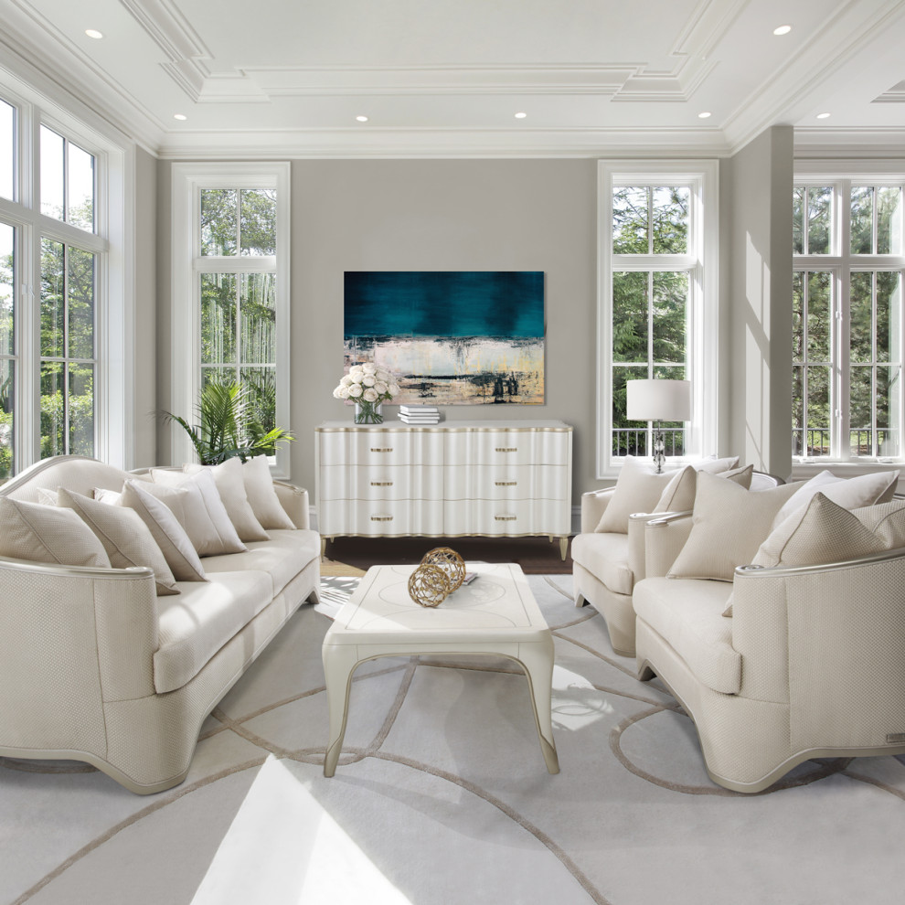 London Place Rectangular Cocktail Table   Creamy Pearl   Contemporary   Coffee Tables   by Michael Amini  Houzz