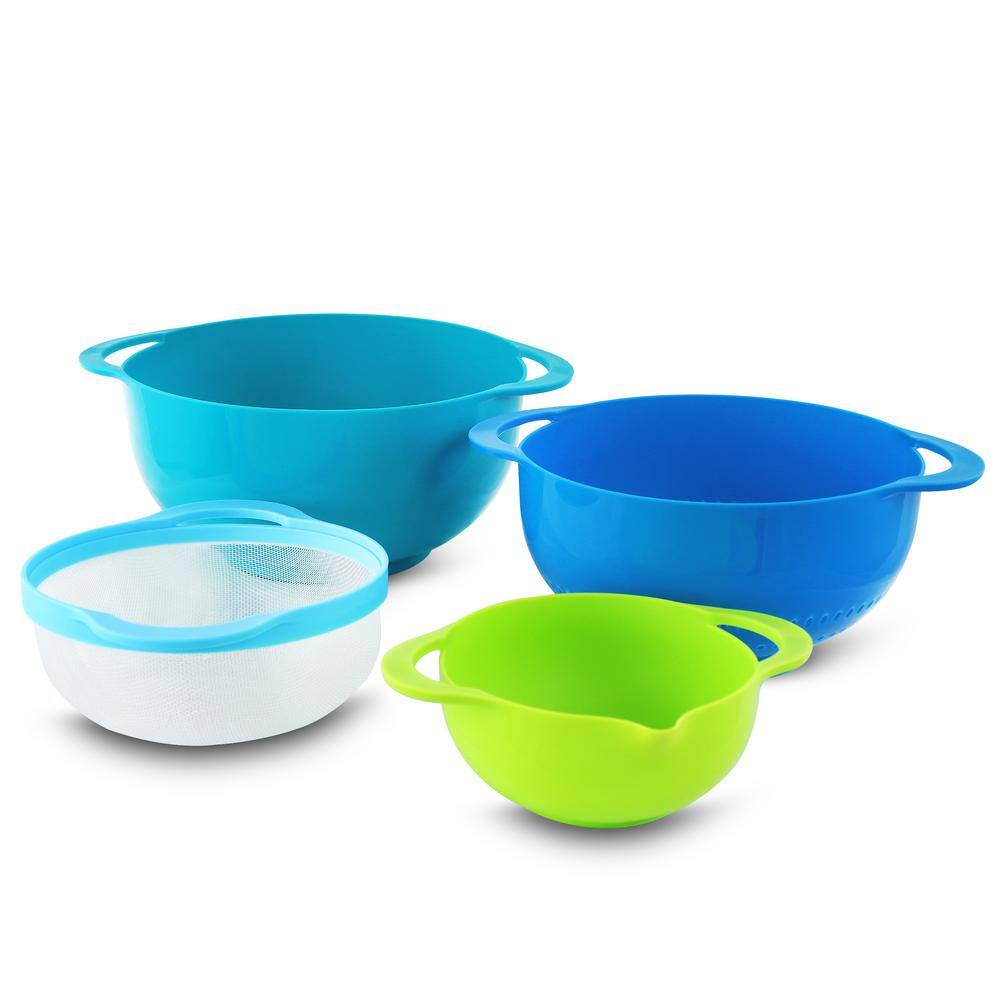 MegaChef 8-Piece Plastic Assorted Colors Mixing Bowl Set with Measuring Cups 985111721M