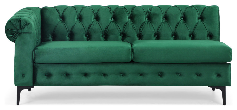 Nathanial Velvet 3 Seater Sectional Sofa With Chaise Lounge   Contemporary   Sectional Sofas   by GDFStudio  Houzz