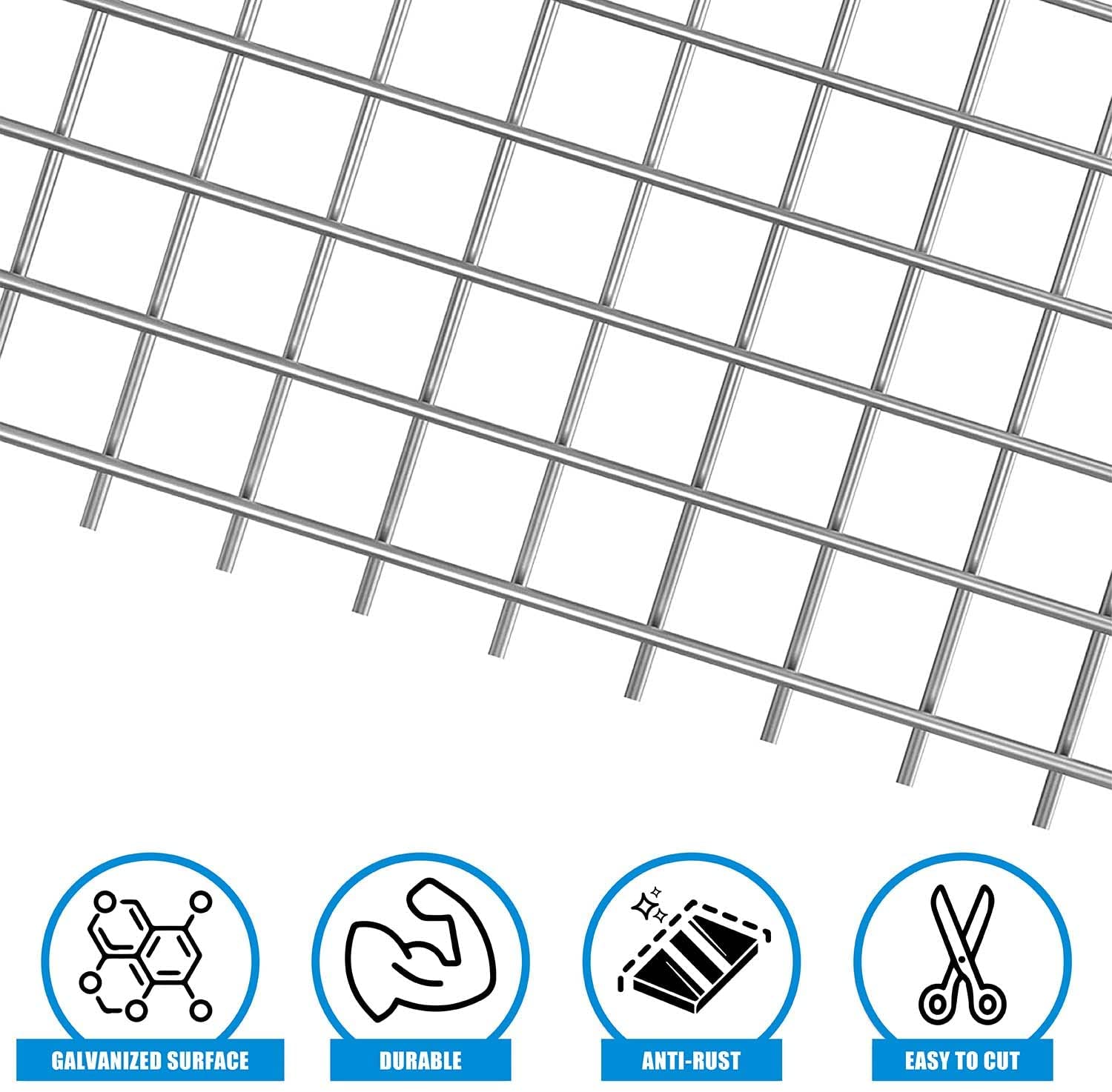 Fencer Wire Hardware Cloth, 23 Gauge with Mesh Size 1/4”, Hot-Dip Galvanized After Welding, Heavy Duty Welding Fencing for Cage Wire, Screen Doors, Tree Guards & Gutter Covers, Size Options Available