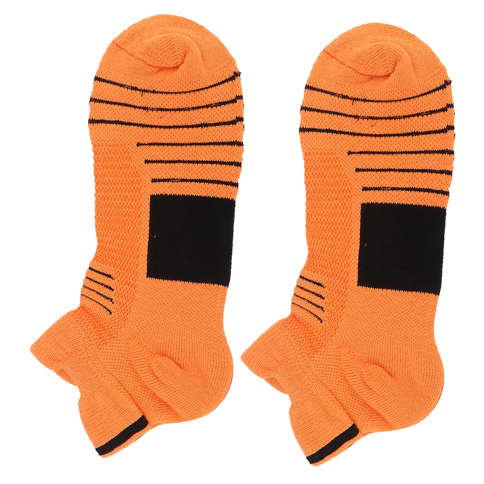 Combed Cotton Basketball Breathable Anti Slip Sport Running Shock Absorption Socks(orange Black )