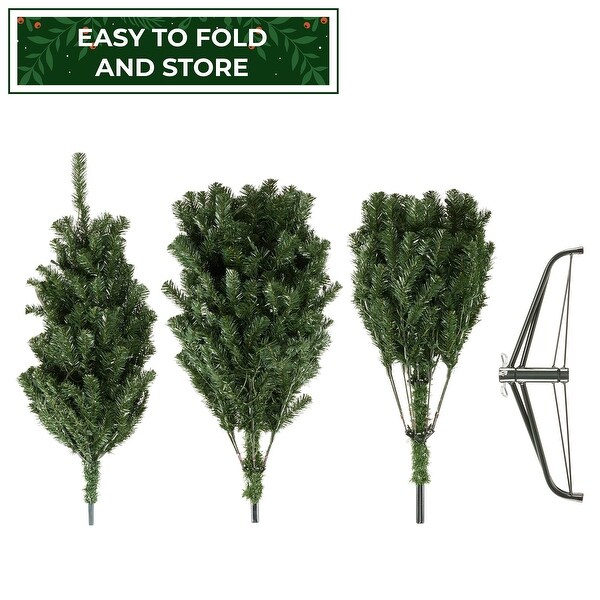 7.5FT Realistic PreLit Green Spruce Artificial Holiday Christmas Tree with Sturdy Metal Stand