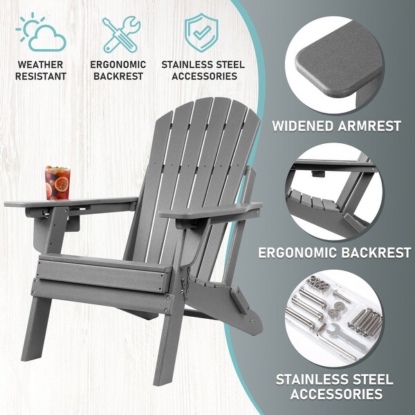 Vrakae Adjustable and Folding Adirondack Chair with Cup Holder