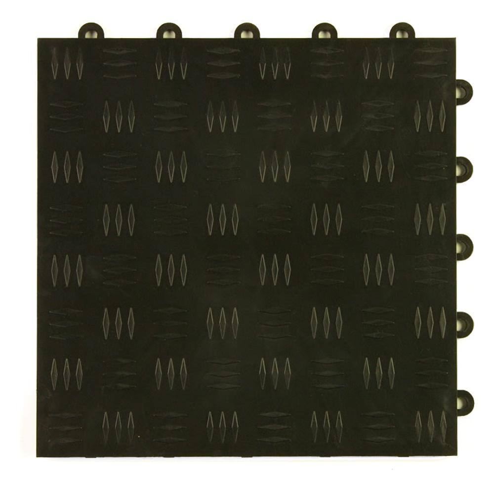 Greatmats Diamond Top 12-18 in. W x 12-18 in. L Black Polypropylene Garage Flooring Tile (Case of 25) GFTB-DIAM-25BLK