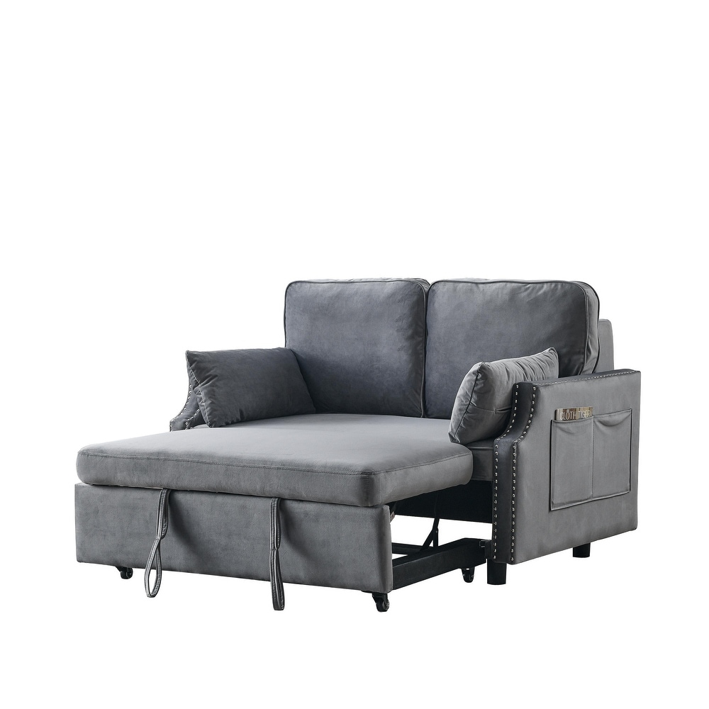 2 in 1 Velvet Sleeper Loveseat  Pull out Fold Recliner Sofa Bed