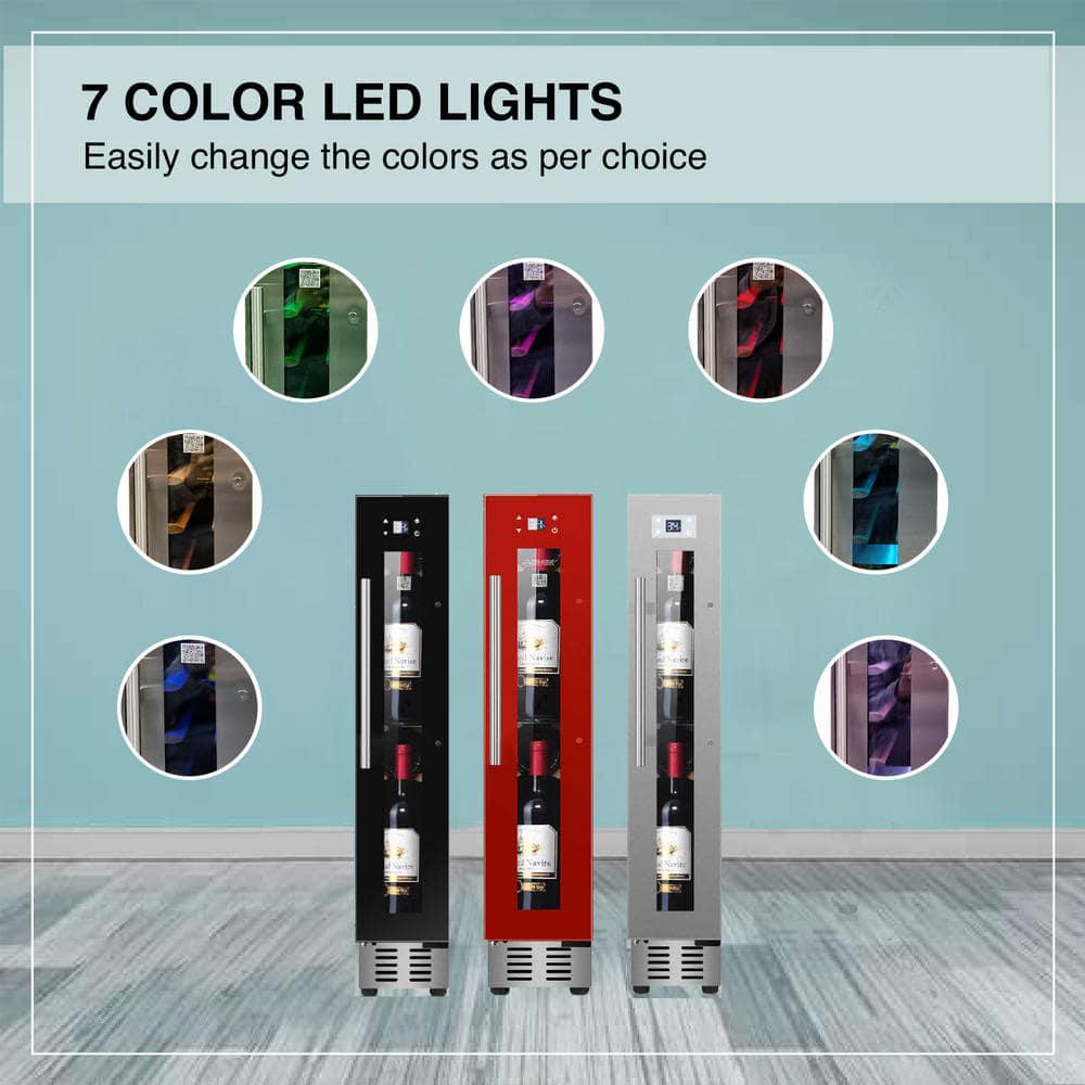 EQUATOR ADVANCED Appliances 9 bottle BuiltinFreestanding Wine Ref with 7 color LED Lights in Stainless