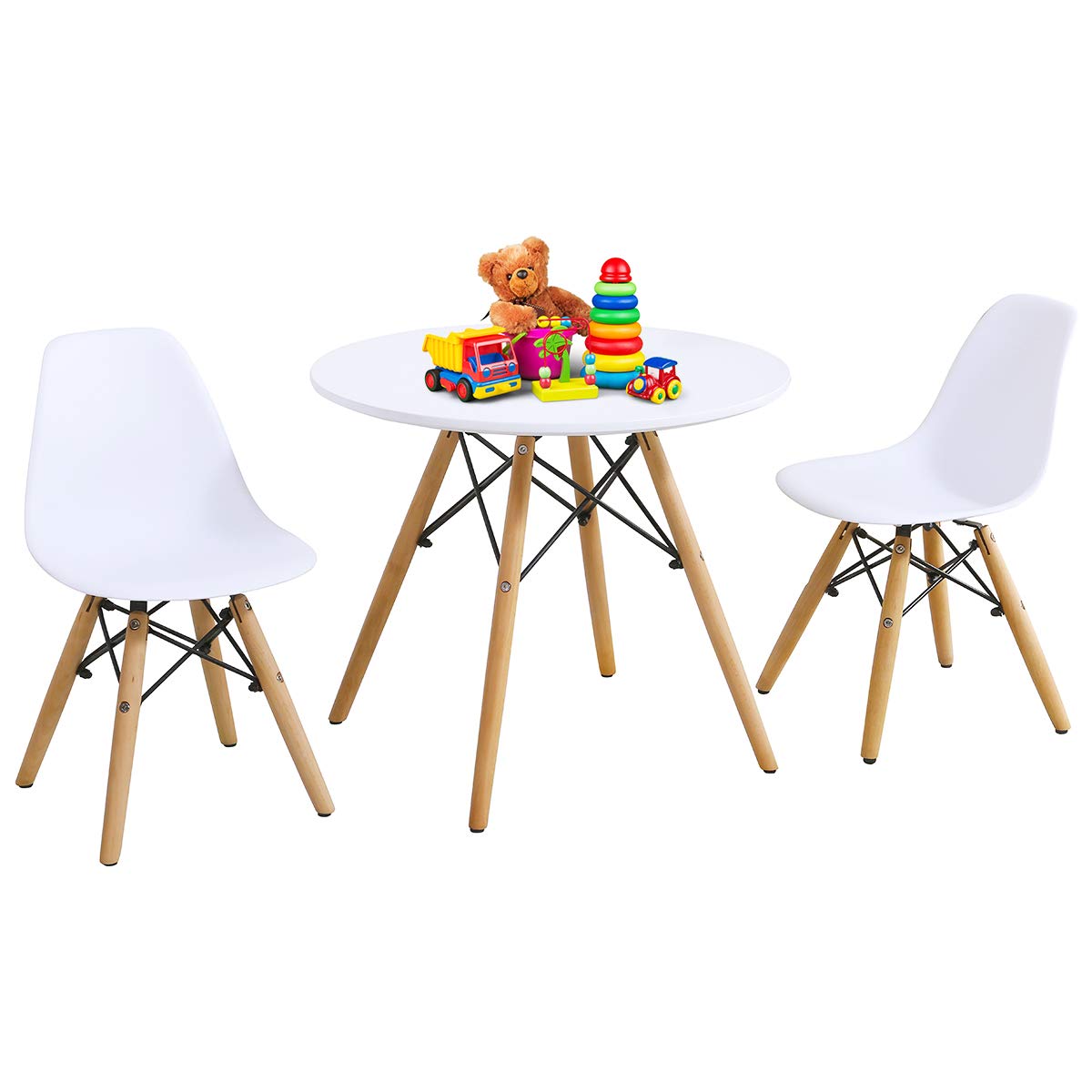 Kids Table and Chair Set (Colorful/White, Table & 2/ 4 Chairs)