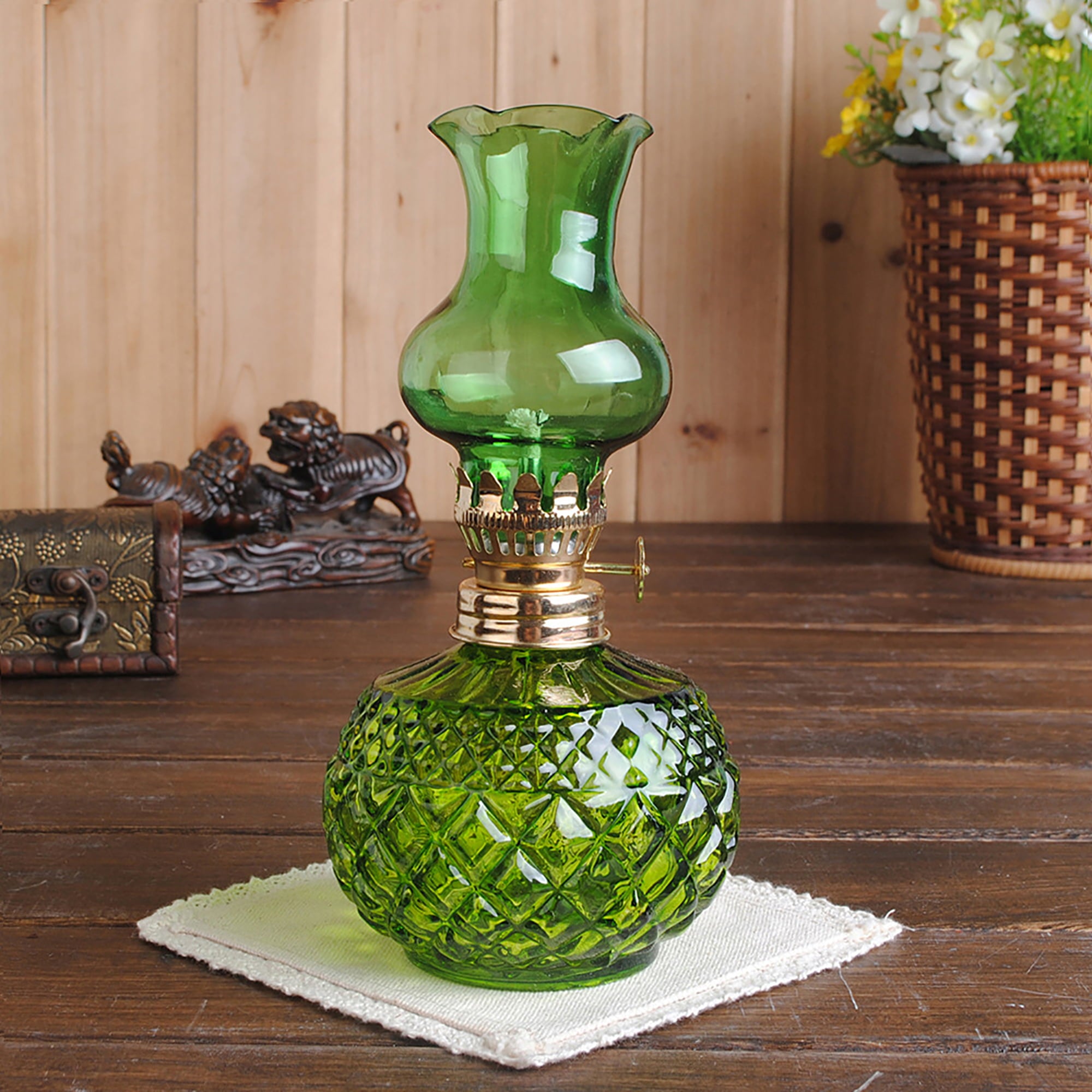 Pybcvrrd Oil Lamps for Indoors Vintage Retro Emergency Glass Kerosene Lamps