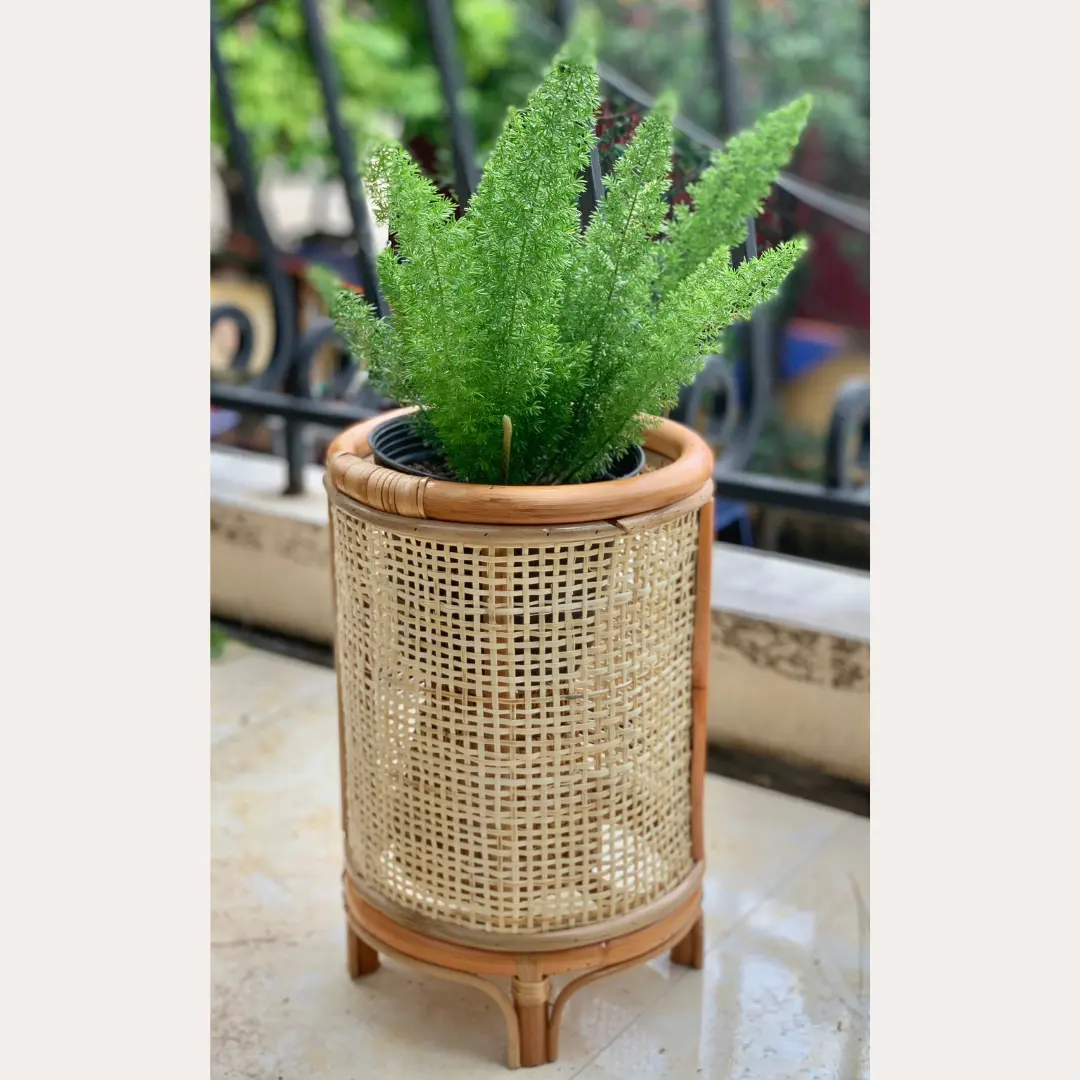 Wholesale New  for 2023 Natural Handmade Eco friendly Rattan Planter for Home garden Garden supplies made in Vietnam