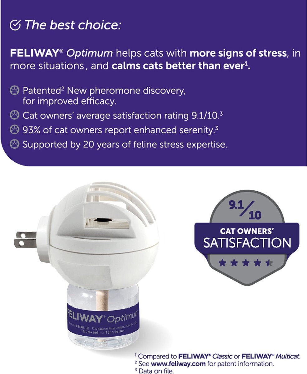 Feliway Optimum Cat Diffuser Refill， 3 count