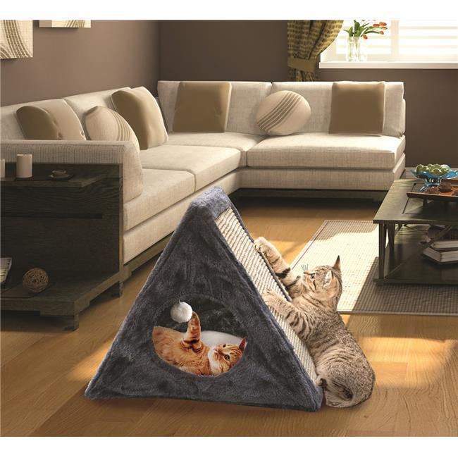 Imperial Home Foldable Cat Condo/Home with Kitty Scratching Pad， Gray， 18