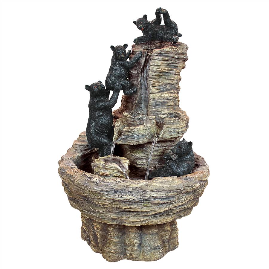 Design Toscano Rocky Mountain Splash Black Bears Garden Fountain