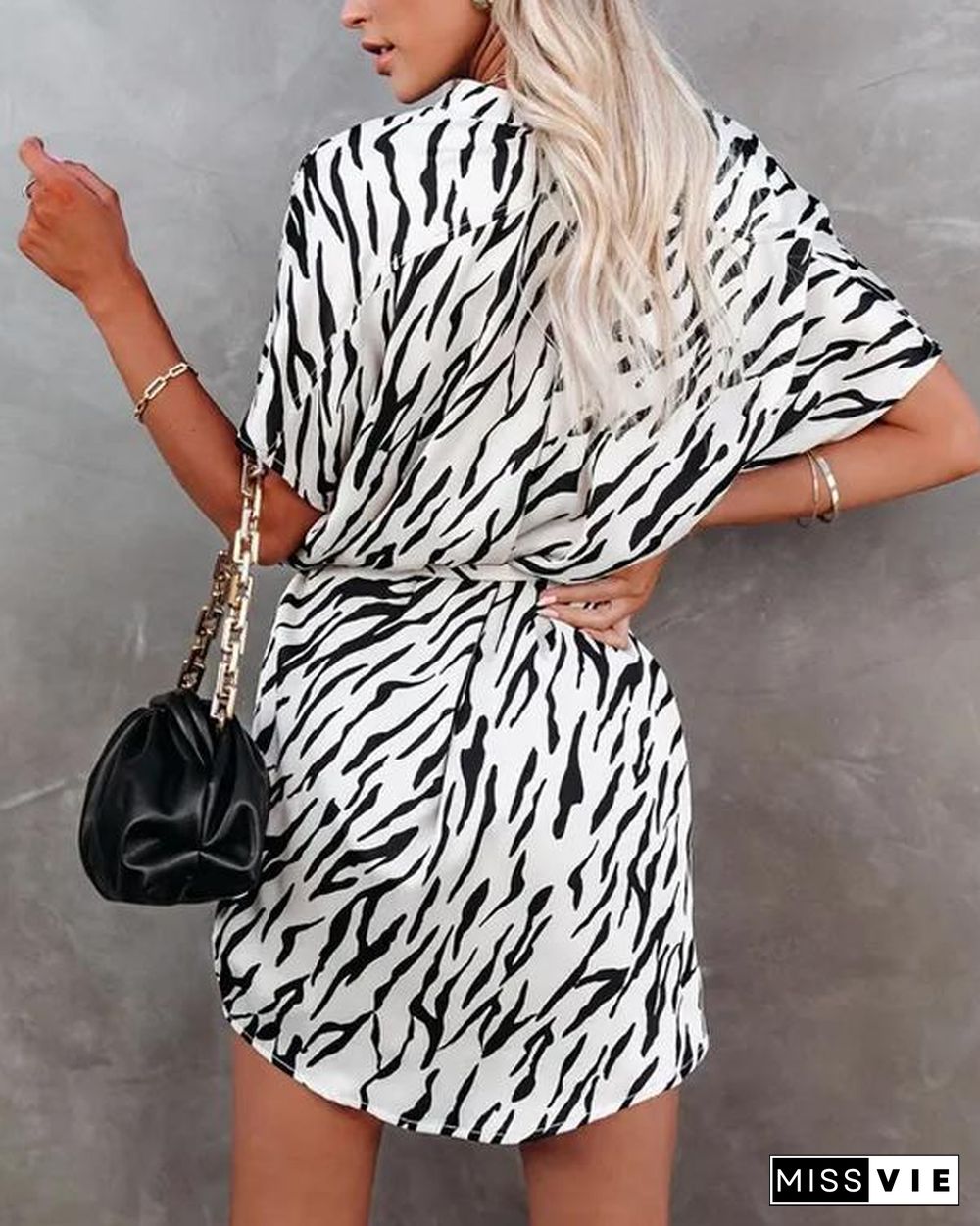 Zebra Print Shirt Dress