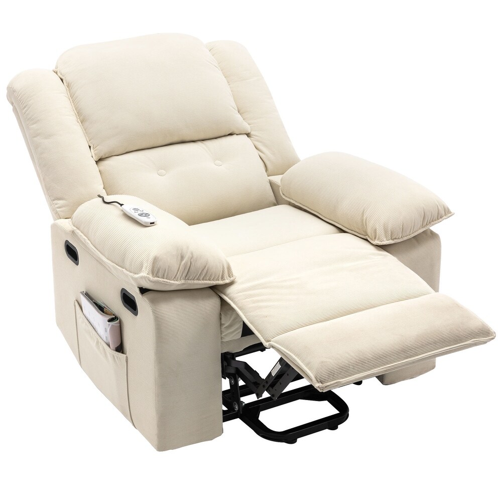 Linen Massage Recliner Sofa Power Lift Chair Smart Beige Rocking Chair