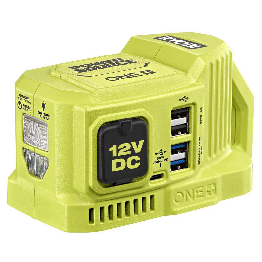 RYOBI ONE+ 18-Volt 120-Watt Push Start Power Source with 12-Volt Outlet (Tool-Only) RYi12VBG