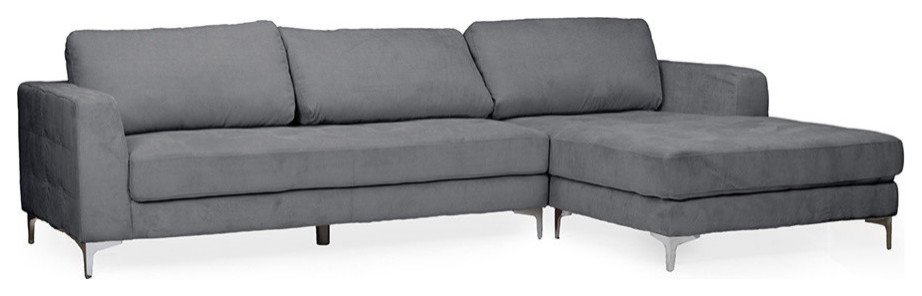 Agnew Contemporary Microfiber Right Facing Sectional Sofa   Midcentury   Sectional Sofas   by Baxton Studio  Houzz