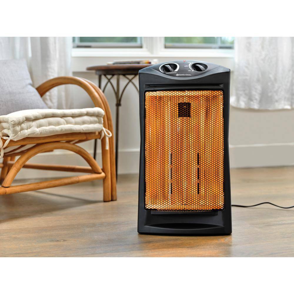 Comfort Zone 1500-Watt Electric Quartz Infrared Radiant Tower Heater CZQTV007BK