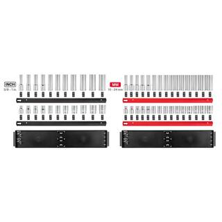 TEKTON 12 in. Drive 6-Point Socket Set with Rails (38 in.-1 in. 10 mm-24 mm) (52-Piece) SHD92213