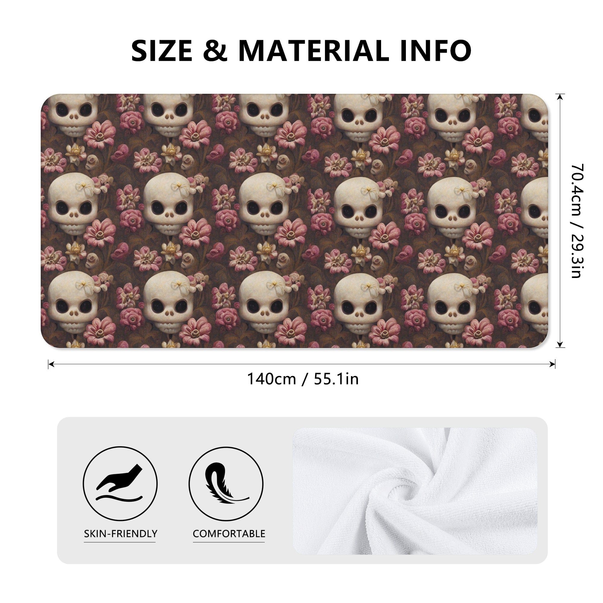 Skulls Pink Flowers Bath Towel