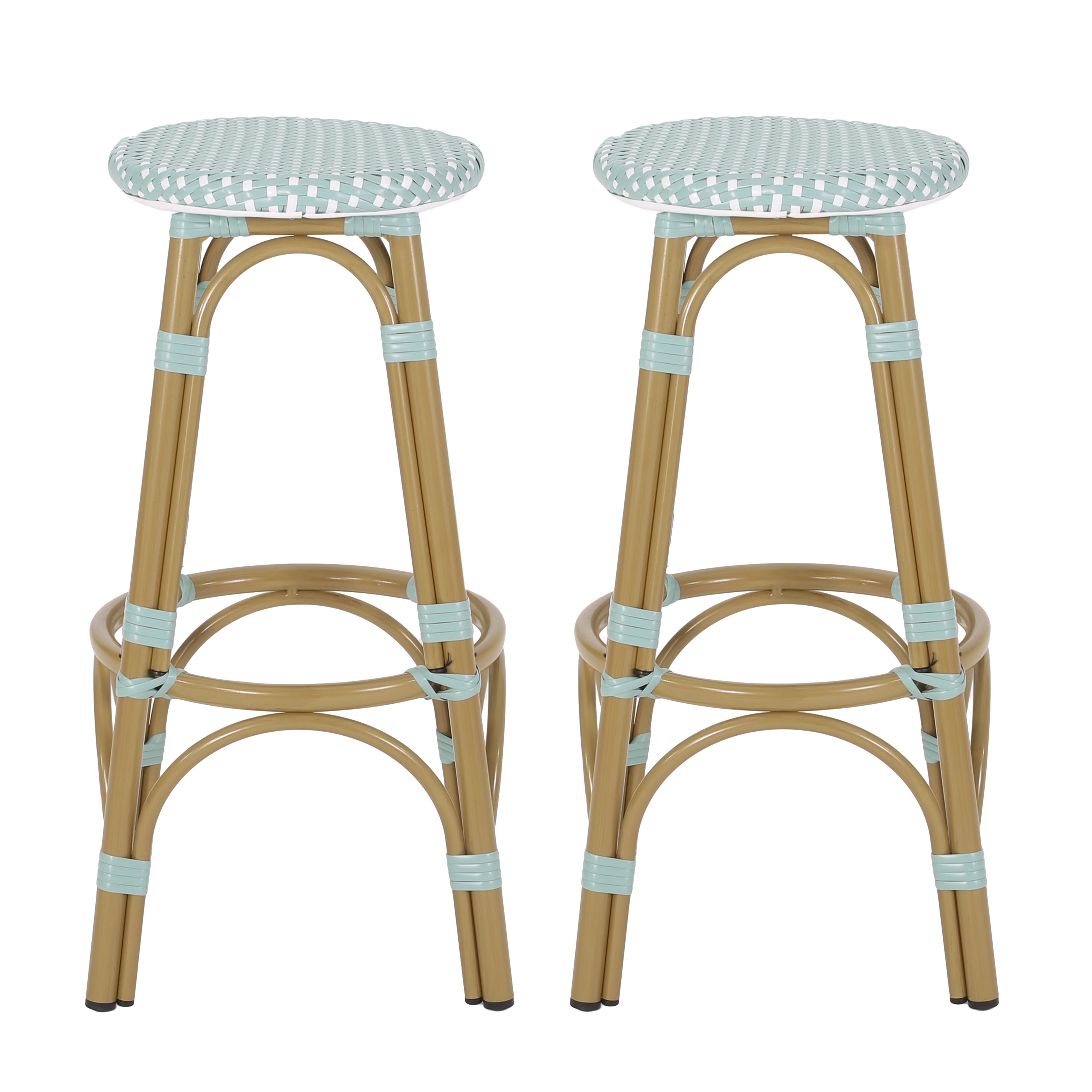 Dohney Outdoor French Aluminum 29.5 Inch Barstools, Set of 2