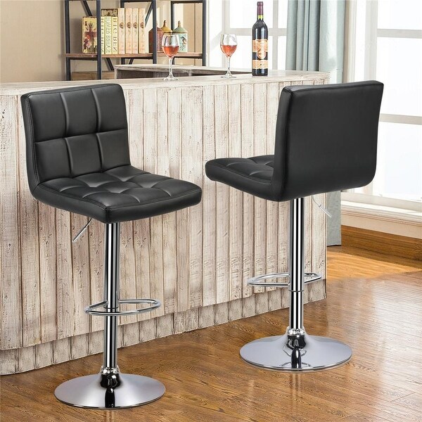 Yaheetech 2pcs Adjustable Modern Faux Leather Swivel Bar Chairs