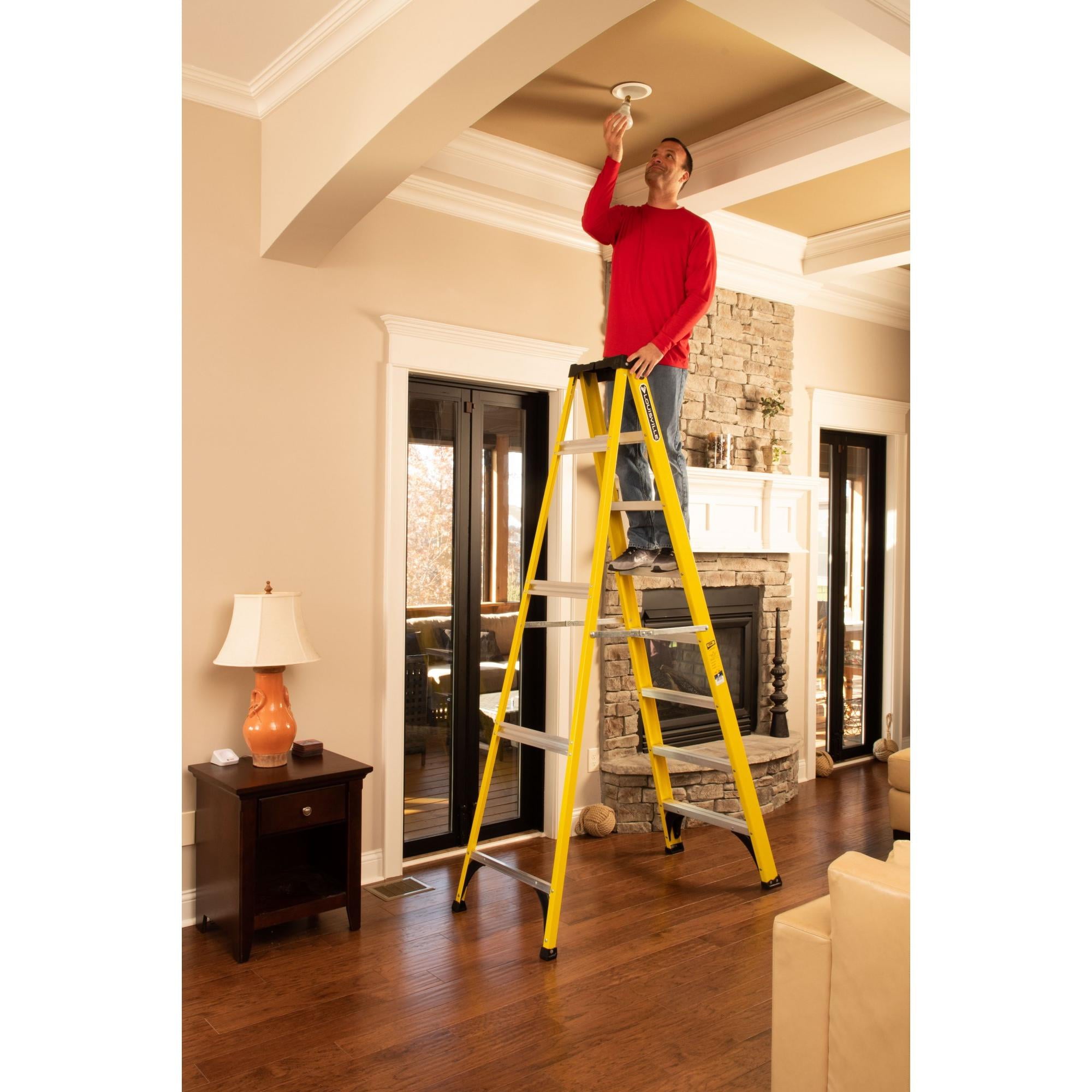 Louisville Ladder 8' Fiberglass Step Ladder, 12' Reach, 250 lbs Load Capacity, W-3118-08