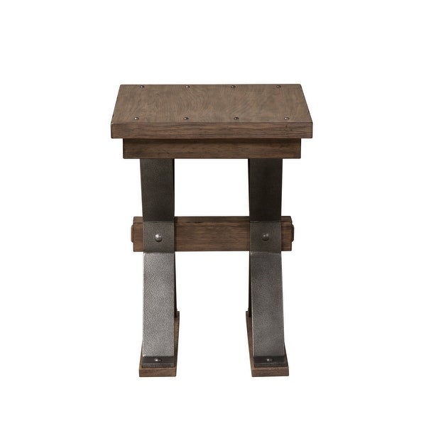 Sonoma Road Weathered Beaten Bark Antique Pewter Metal Chair Side Table