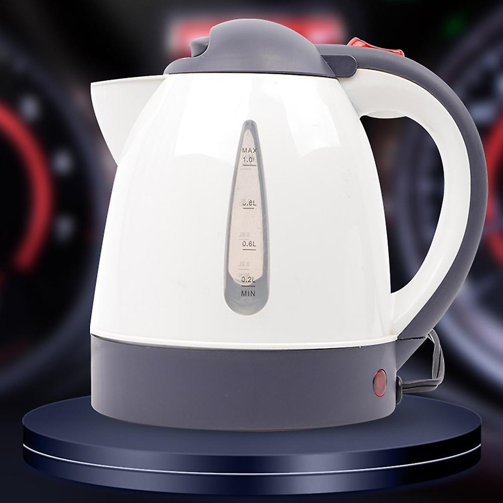 Car Electric Kettle 1l Stainless Steel Mini Heating Kettle One-hand Switch Fast Boiling For Travel Hot Water Tea And Coffee Boiled Eggs 12v 150w Gray