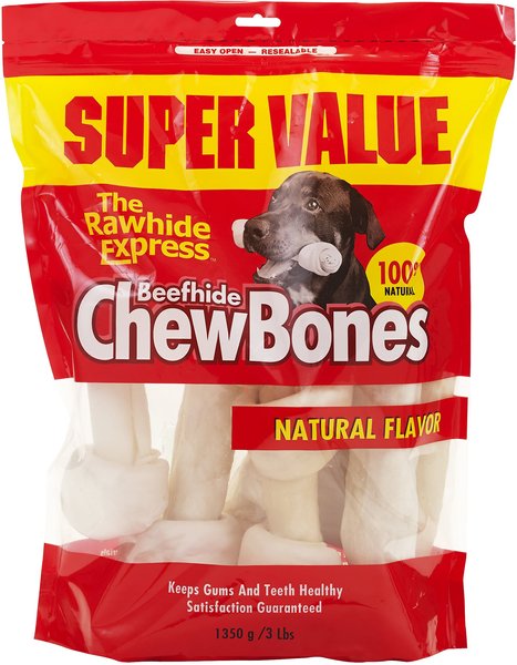 The Rawhide Express Beefhide Chew Bones Natural Flavor Dog Bones