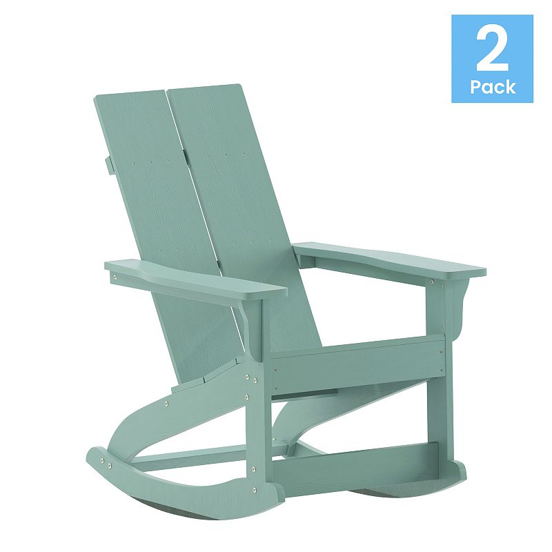 Flash Furniture Finn Modern Commercial All-Weather Adirondack Rocking Chair 2-piece Set