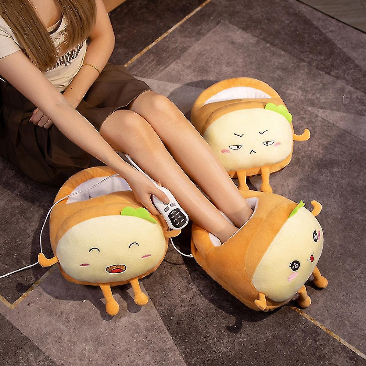 Winter Foot Warm Cartoon Bread Cotton Shoes Plug Electric Heating Foot Warm Artifact Office Dormitory Heating