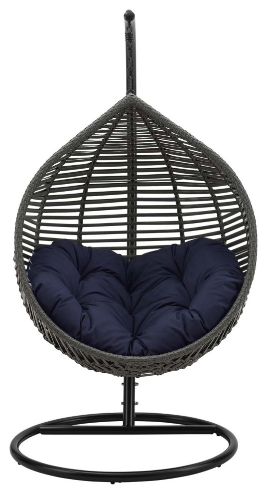 Outdoor Patio Furniture Lounge Swing Chair  Fabric Metal  Grey Gray   Tropical   Hammocks And Swing Chairs   by House Bound  Houzz