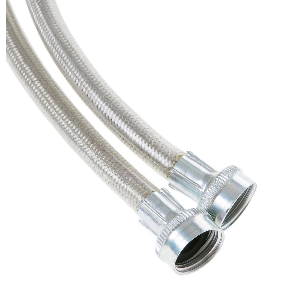 GE 4 ft. Universal Stainless Steel Washer Hoses with 90 degree Elbow (2-Pack) PM14X10008