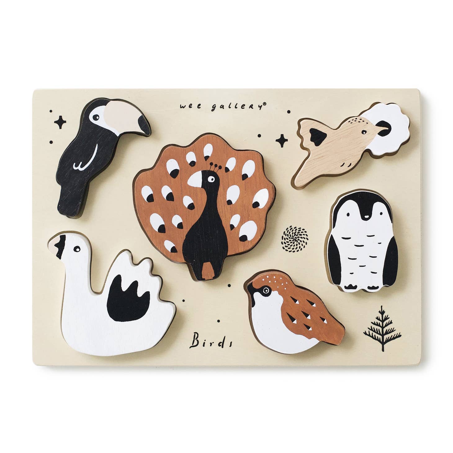 Wooden Tray Puzzle - Birds by Wee Gallery