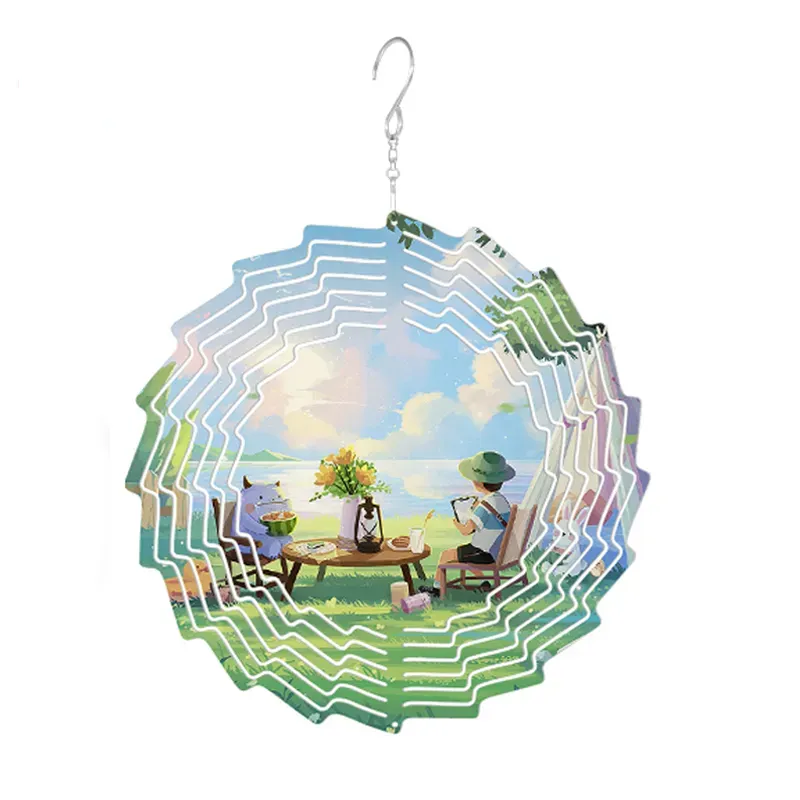 Wholesale Custom Personalized Garden Ornament Decoration Double Sided Sublimation Blanks Aluminium Wind Spinner