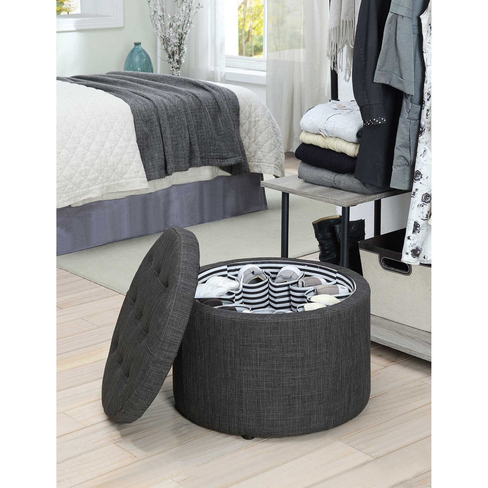 Designs4Comfort Round Shoe Storage Ottoman   Transitional   Footstools And Ottomans   by Homesquare  Houzz