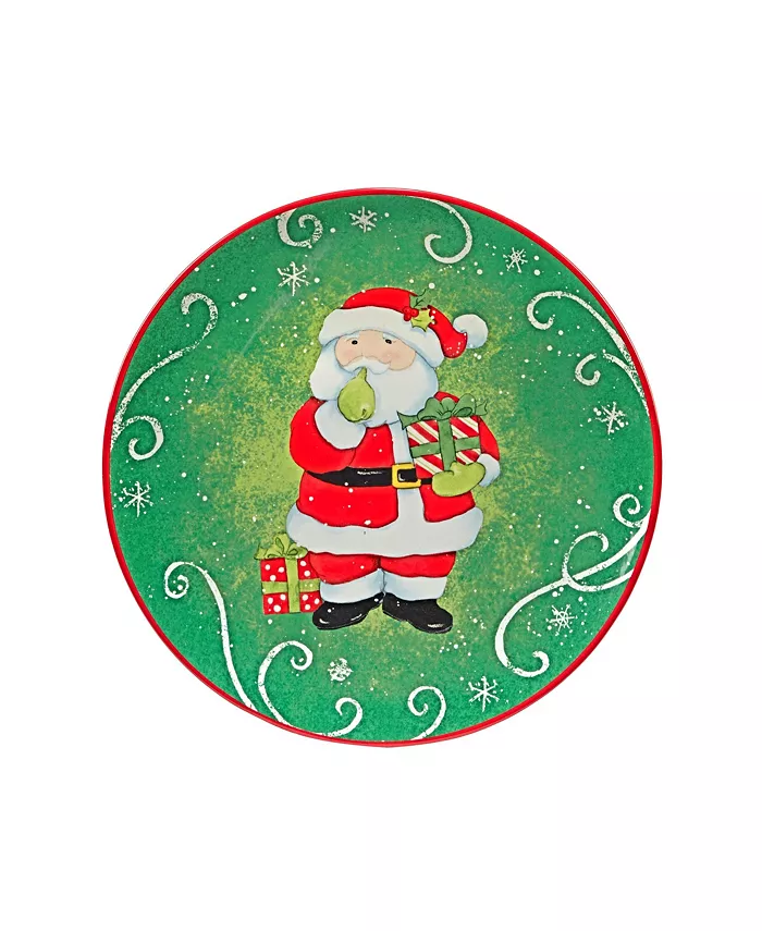 Certified International Holiday Magic Santa 4 Piece Dessert Plate Set