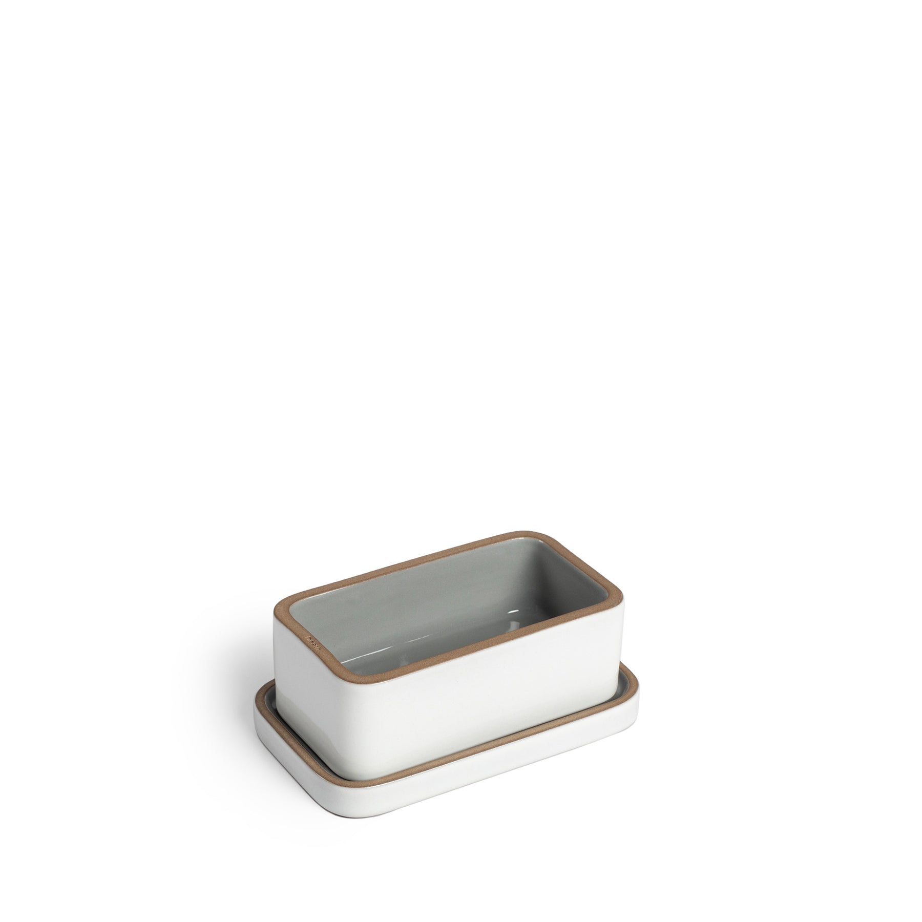 Butter Dish in Light Gray Whale and Opaque White