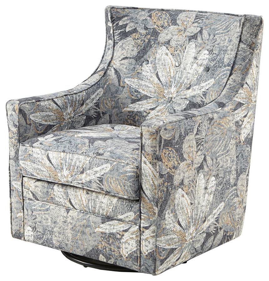 Madison Park Alana Floral Upholstered Swivel Accent Chair   Tropical   Gliders   by Olliix  Houzz