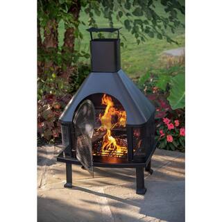 Endless Summer 45 in. H Steel Wood Burning Outdoor Fireplace with Chimney and Included Wood Grate and Cooking Grate WAF1013C