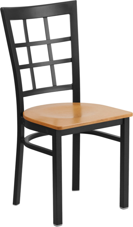 Hercules Series Black Window Back Metal Chair  Natural Wood Seat   Craftsman   Dining Chairs   by Global Discount Store LLC  Houzz