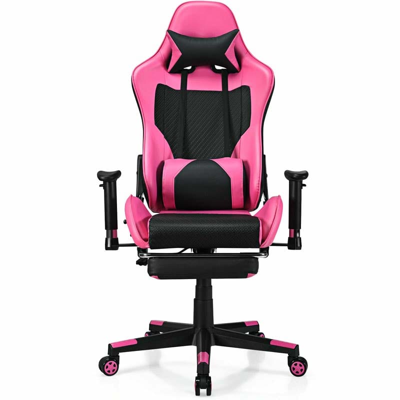 High Back E-Sport Massage Gaming Chair with Footrest & Headrest, Ergonomic PU Leather Gaming Seat, Video Game Chair Computer Chair