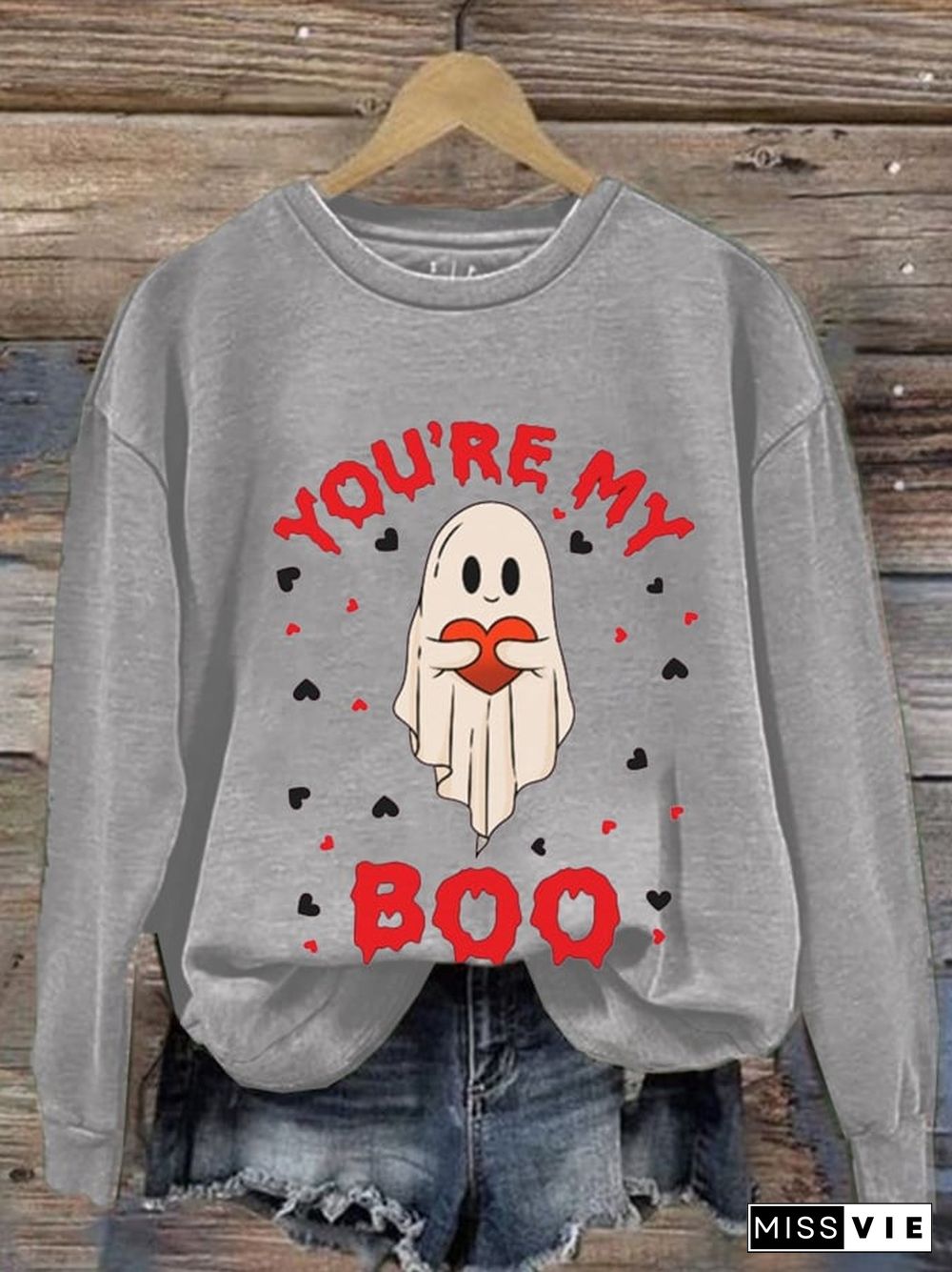 Women'S You're My Boo Halloween Print Casual Sweatshirt